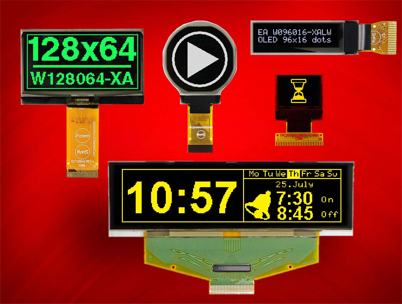Small OLED graphic displays with FPC flex cable