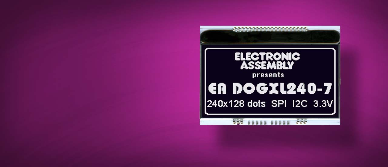 Character LCD Displays Modules graphics EA DOGXL240 as Chip-On-Glass, consists of 2 glass plates and a liquid in between.